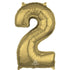 White Gold Numeral 2 Shape Foil Balloon 66cm Each