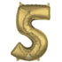 White Gold Numeral 5 Shape Foil Balloon 66cm Each