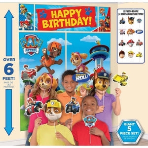 Amscan_OO Decorations - Backdrop & Scene Setters Paw Patrol Happy Birthday Plastic Scene Setter & Props  17pk