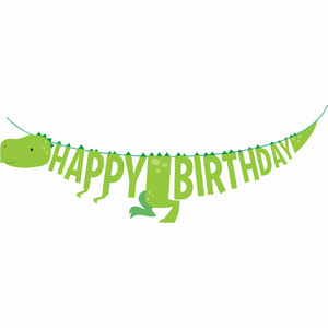Amscan_OO Decorations - Banners, Flags & Streamers Boy Dino Party Decor Shaped Ribbon Banner Happy Birthday 15cm x 1.67m