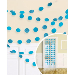 Amscan_OO Decorations - Banners, Flags & Streamers Caribbean Blue Kiwi Glitter Round String Decorations 2m 6pk