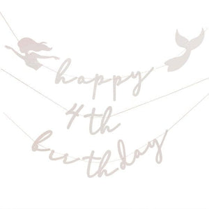 Decorations - Banners, Flags & Streamers Mermaid Happy Birthday with Mermaid & Shells Bunting 2m 2pk