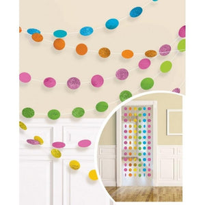 Amscan_OO Decorations - Banners, Flags & Streamers Multi Coloured Kiwi Glitter Round String Decorations 2m 6pk