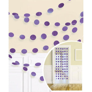 Amscan_OO Decorations - Banners, Flags & Streamers New Purple Kiwi Glitter Round String Decorations 2m 6pk