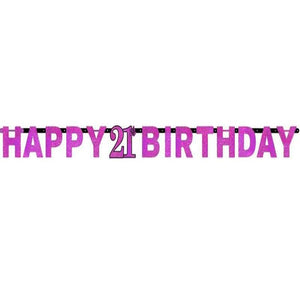 Amscan_OO Decorations - Banners, Flags & Streamers Pink Celebration 21 Prismatic Letter Banner 2.13m x 17cm Each