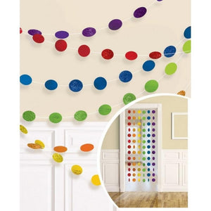 Amscan_OO Decorations - Banners, Flags & Streamers Rainbow Kiwi Glitter Round String Decorations 2m 6pk