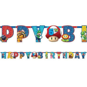 Amscan_OO Decorations - Banners, Flags & Streamers Super Mario Brothers Add-An-Age Banner 3.2m x 25cm Each