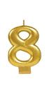 Numeral Metallic Gold #8 Candle 8cm Each