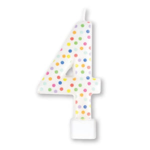 Decorations - Cake Decorations - Candles Rainbow / 4 Numeral Moulded Candle 8cm Each