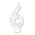 Rainbow Dots #6 Numeral Moulded Candle 8cm Each
