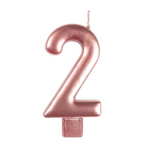 Decorations - Cake Decorations - Candles Rose Gold / 2 Numeral Moulded Candle 8cm Each