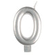 Decorations - Cake Decorations - Candles Silver / 0 Numeral Moulded Candle 8cm Each