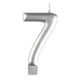 Decorations - Cake Decorations - Candles Silver / 7 Numeral Moulded Candle 8cm Each
