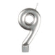 Decorations - Cake Decorations - Candles Silver / 9 Numeral Moulded Candle 8cm Each