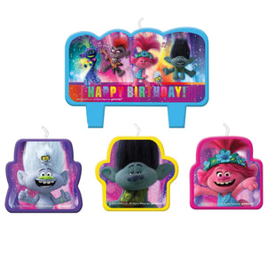 Amscan_OO Decorations - Cake Decorations - Candles Trolls World Tour Happy Birthday Candle Set 4pk
