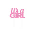 Cake Topper it's a GIRL Pink Glittered Cardboard 20cm x 17cm Each
