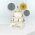 Silver & Gold Happy Birthday Pop Up Cake Centrepiece Decoration 25cm Each
