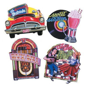 Amscan_OO Decorations - Cutouts 50's Jukebox, Car, Dancing & Record Cutouts 4pk