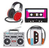 80's Cassette Player & Headphones Cutouts 4pk