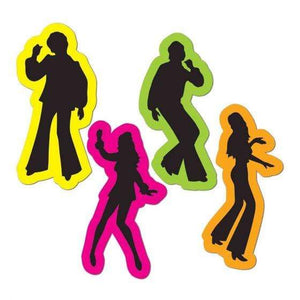 Amscan_OO Decorations - Cutouts Good Vibes 70's Retro Male & Female Black & Neon Silhouettes Cutouts 35cm 4pk
