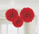 Amscan_OO Decorations - Decorative Fans, Pom Poms & Lanterns Apple Red Kiwi Fluffy Tissue Decorations 40cm 3Pk