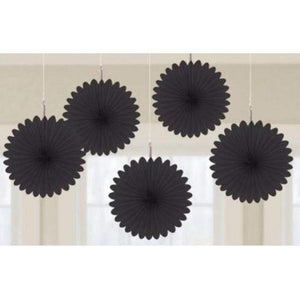 Amscan_OO Decorations - Decorative Fans, Pom Poms & Lanterns Black Kiwi Mini Fan Decorations 6in 5pk