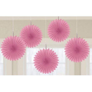 Amscan_OO Decorations - Decorative Fans, Pom Poms & Lanterns Bright Pink Kiwi Mini Fan Decorations 6in 5pk