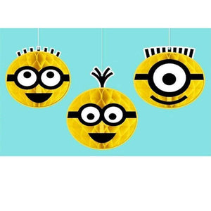 Amscan_OO Decorations - Decorative Fans, Pom Poms & Lanterns Despicable Me Honeycomb Decorations 3pk