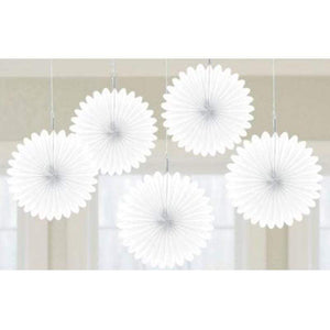 Amscan_OO Decorations - Decorative Fans, Pom Poms & Lanterns Frosty White Kiwi Mini Fan Decorations 6in 5pk