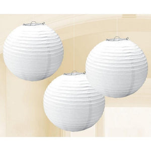 Amscan_OO Decorations - Decorative Fans, Pom Poms & Lanterns Frosty White Kiwi Round Paper Lanterns 3pk 24cm