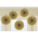 Amscan_OO Decorations - Decorative Fans, Pom Poms & Lanterns Gold Kiwi Mini Fan Decorations 6in 5pk