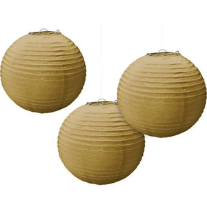 Amscan_OO Decorations - Decorative Fans, Pom Poms & Lanterns Gold New Purple Round Paper Lanterns 3pk 24cm