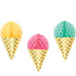 Ice Cream Party Decor Hanging Honeycomb Cones & Foil 16cm x 33cm 3pk