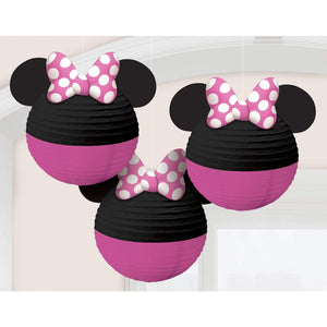 Amscan_OO Decorations - Decorative Fans, Pom Poms & Lanterns Minnie Mouse Forever Paper Lanterns with Bows & Ears 3pk