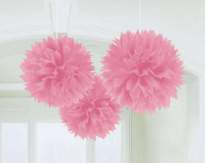 Amscan_OO Decorations - Decorative Fans, Pom Poms & Lanterns New Pink Caribbean Blue Fluffy Tissue Decorations 40cm 3Pk