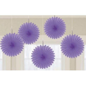 Amscan_OO Decorations - Decorative Fans, Pom Poms & Lanterns New Purple Kiwi Mini Fan Decorations 6in 5pk
