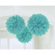 Amscan_OO Decorations - Decorative Fans, Pom Poms & Lanterns Robin Egg Blue Silver Fluffy Tissue Decorations 40cm 3Pk