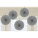 Amscan_OO Decorations - Decorative Fans, Pom Poms & Lanterns Silver Kiwi Mini Fan Decorations 6in 5pk