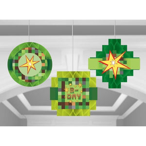 Amscan_OO Decorations - Decorative Fans, Pom Poms & Lanterns TNT Party! Honeycomb Hanging Decorations 3pk