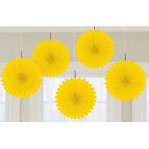 Amscan_OO Decorations - Decorative Fans, Pom Poms & Lanterns Yellow Kiwi Mini Fan Decorations 6in 5pk