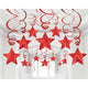 Amscan_OO Decorations - Hanging Swirls Apple Red Silver Shooting Stars Foil Mega Value Pack Swirl Decorations 30pk