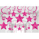 Amscan_OO Decorations - Hanging Swirls Bright Pink Silver Shooting Stars Foil Mega Value Pack Swirl Decorations 30pk