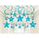 Amscan_OO Decorations - Hanging Swirls Caribbean Blue Silver Shooting Stars Foil Mega Value Pack Swirl Decorations 30pk