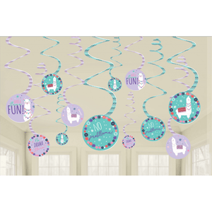 Amscan_OO Decorations - Hanging Swirls Llama Fun Swirl Decorations 12pk