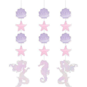 Amscan_OO Decorations - Hanging Swirls Mermaid Shine Iridescent Hanging String Cutouts 57cm 3pk