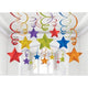 Amscan_OO Decorations - Hanging Swirls Multi-Coloured Bright Pink Shooting Stars Foil Mega Value Pack Swirl Decorations 30pk