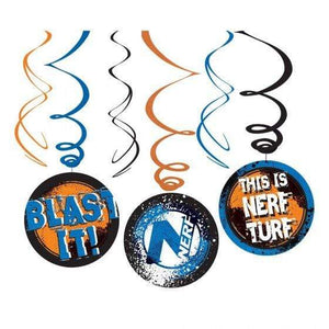 Amscan_OO Decorations - Hanging Swirls Nerf Swirl Hanging Decorations 6pk