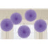 New Purple Mini Fan Decorations 6in 5pk