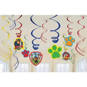 Amscan_OO Decorations - Hanging Swirls Paw Patrol Swirl Hanging Decorations 12pk