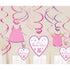 Shower with Love Girl Swirls Hanging Decorations 12pk